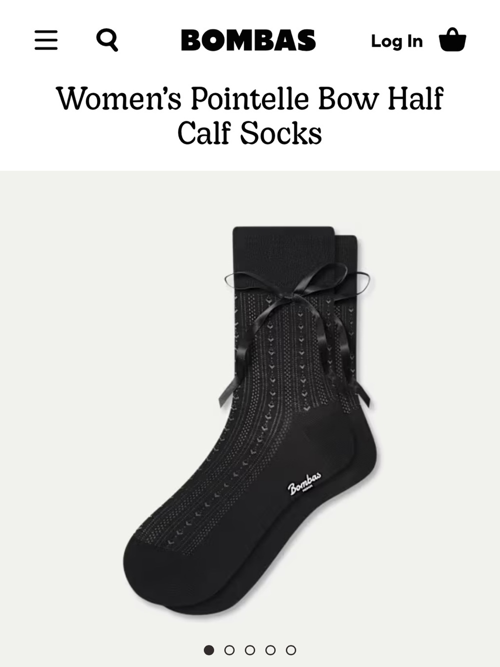 Bombas Black Pointelle Bow Mid-Calf Socks